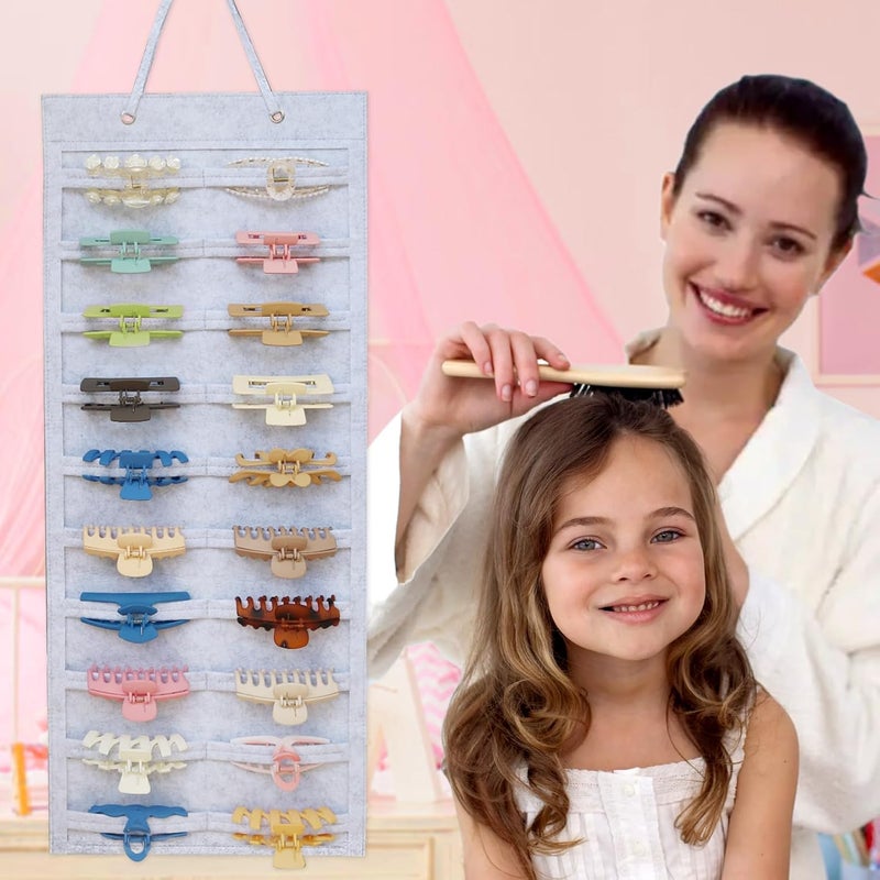 SMUK Claw Clip Organizer for Women, Hanging Mount Hair Clips Holder Organizer for Girls, Hair Bow Claw Clip Stand Storage for Wall, Door, Closet - Image 3